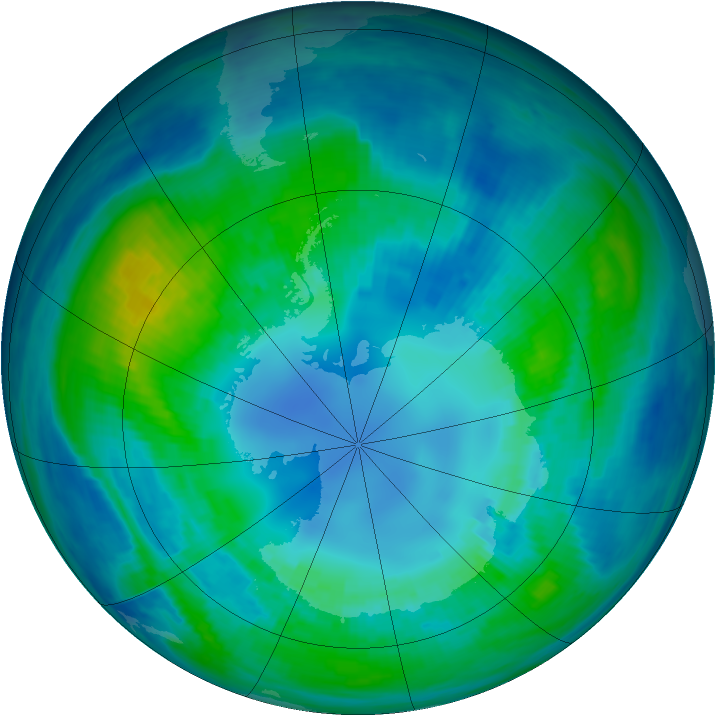 Antarctic ozone map for 21 April 1987